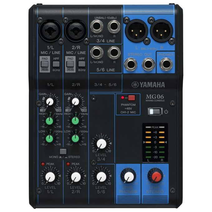 Yamaha Mixer Analogico 6 Canali Black