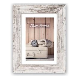 Nelson 6 Cornice Portafoto Bianco/Marrone 20x20cm in Legno