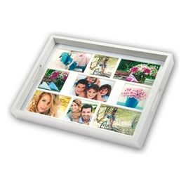 Photo Tray Bianco 45x35cm in Legno Vassoio Foto 9 Posti