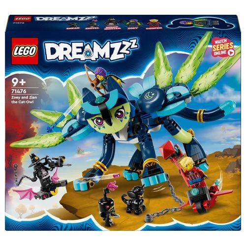 LEGO DREAMZzz 71476 Zoey e Zian, il Gatto-Gufo, Set con Animali Giocattolo per Bambini da 9 Anni con 3 Minifigure e una Moto
