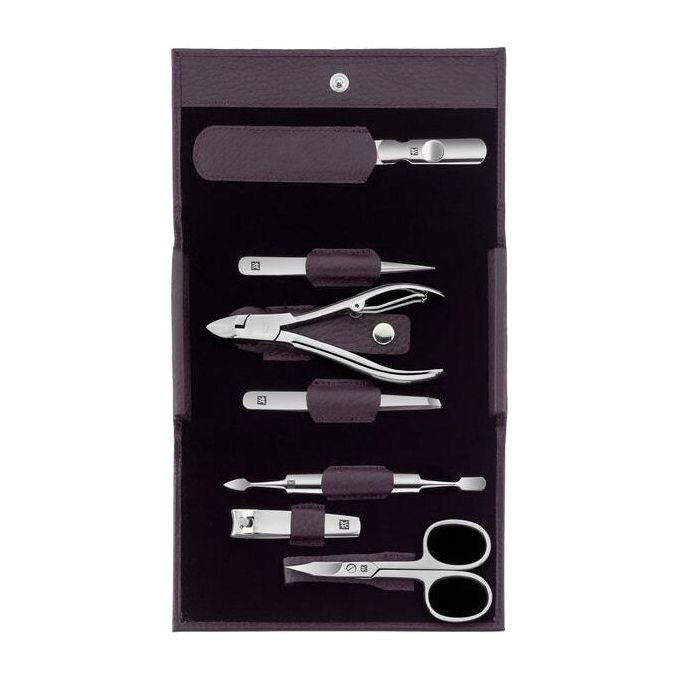 Zwilling Classic Inox Custodia a Bottone in Pelle Bovina 7 Pezzi Set Viola