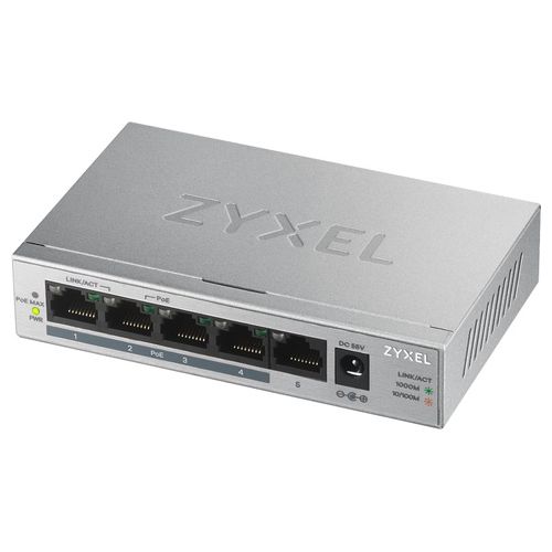 Zyxel GS1005HP Switch No gestito Gigabit Ethernet 10/100/1000 Argento Supporto Power over Ethernet
