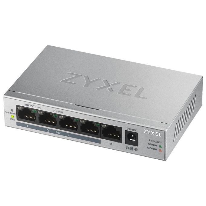 Zyxel GS1005HP Switch No gestito Gigabit Ethernet 10/100/1000 Argento Supporto Power over Ethernet