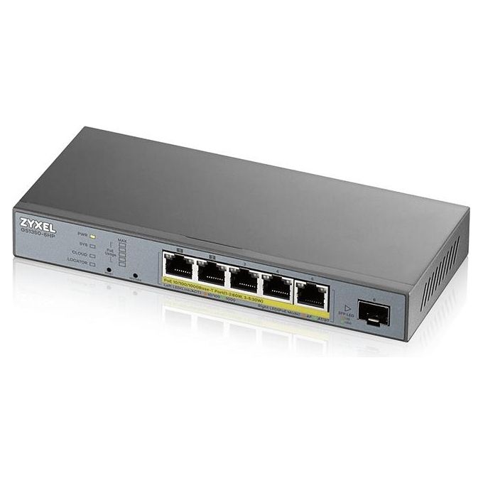 Zyxel GS1350-6HP Switch Smart Managed CCTV 5 Porte Gigabit PoE+ 60W 1 Porta SFP colore Grigio