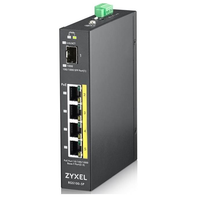 ZyXEL RGS100-5P No gestito L2 Gigabit Ethernet (10/100/1000) Supporto Power over Ethernet (PoE) Nero
