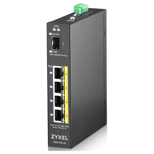 ZyXEL RGS100-5P No gestito L2 Gigabit Ethernet (10/100/1000) Supporto Power over Ethernet (PoE) Nero